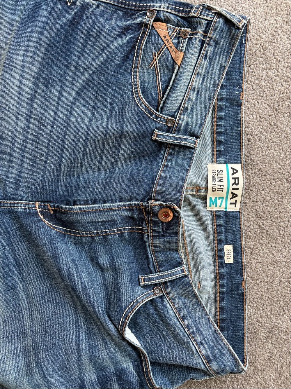 Ariat M7 Men's Slim Fit Straight Leg Denim Jeans LIKE NEW Blue Wash Size 38x34 - Picture 6 of 6